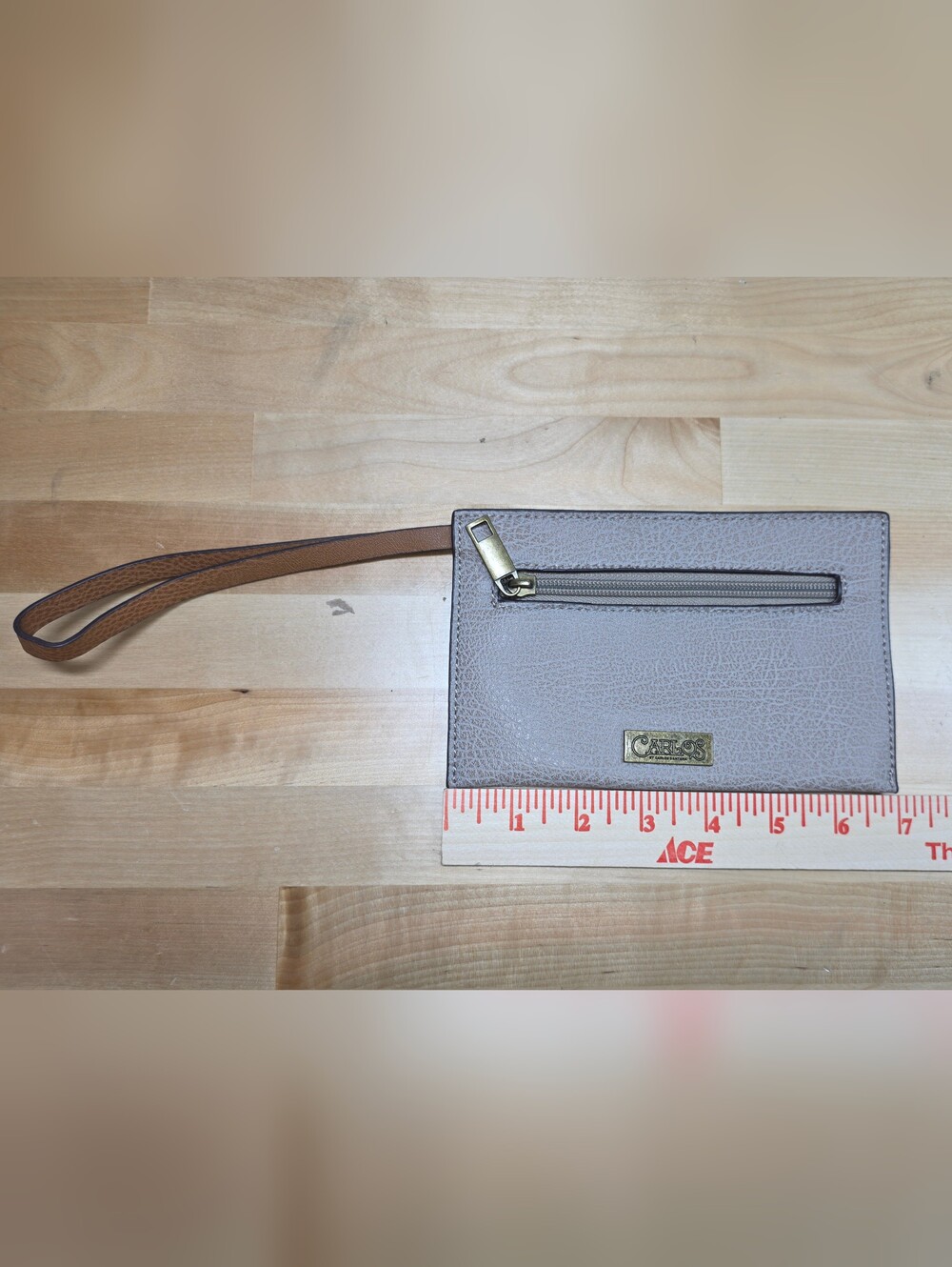 Carlos by Carlos Santana Gray Pebbled Leather Wristlet Wallet - Zipper Clutch